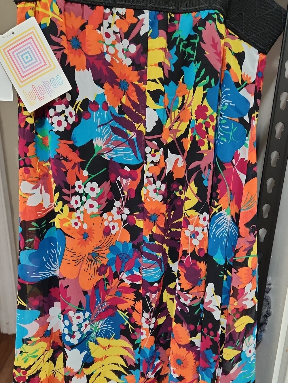 LuLaRoe Black Floral Multicolor Maxi Skirt